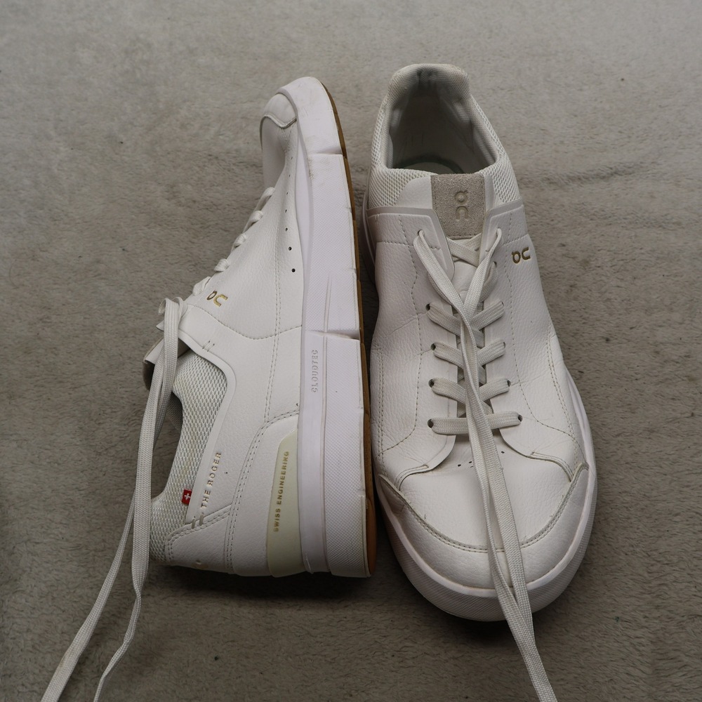 On Running Shoes Mens 14 White Vegan Leather Tennis The Roger Advantage Sneaker